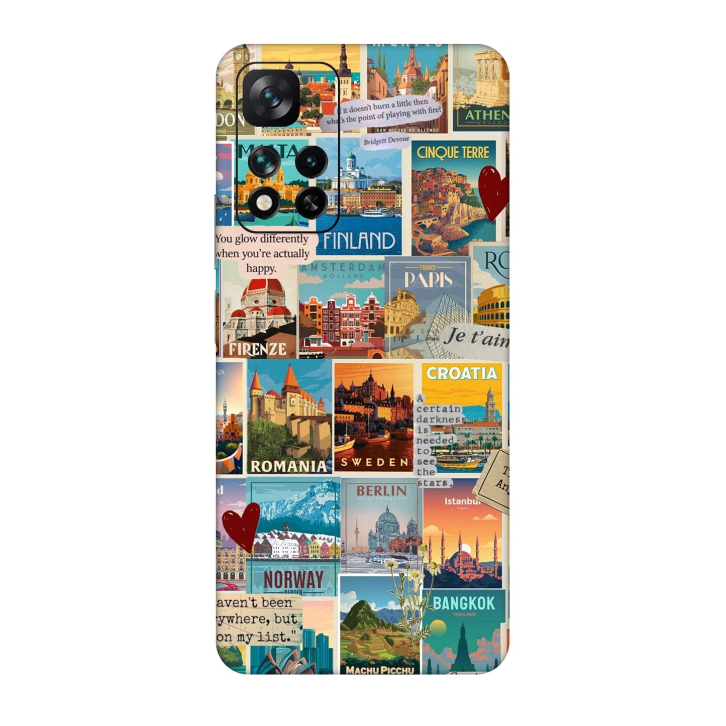 Vintage Travel Sticker Bomb Mobile Skin For Xiaomi 11i 5g