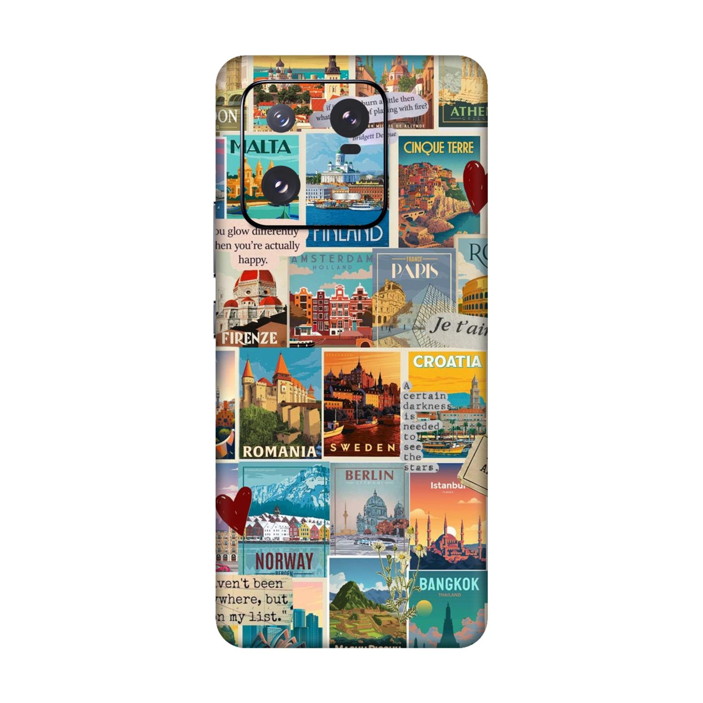 Vintage Travel Sticker Bomb Mobile Skin For Xiaomi 13 Pro 5g