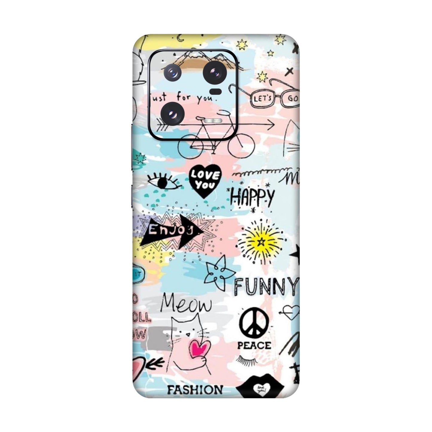 Cat Doodles Pastel Mobile Skin For Xiaomi 13 Pro 5g