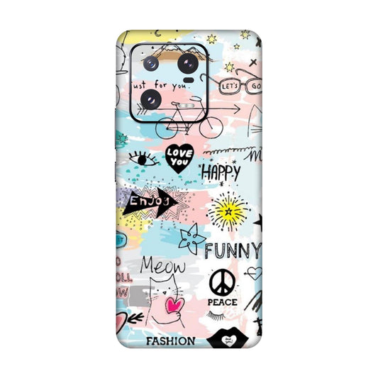 Cat Doodles Pastel Mobile Skin For Xiaomi 13 Pro 5g
