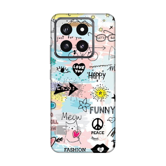 Cat Doodles Pastel Mobile Skin For Xiaomi 14 5g