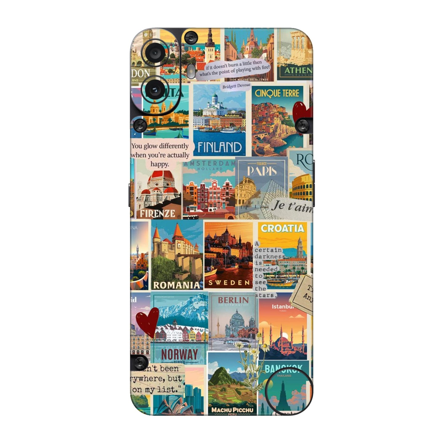 Vintage Travel Sticker Bomb Mobile Skin For CMF Phone 1 5g