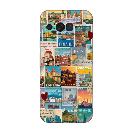 Vintage Travel Sticker Bomb Mobile Skin For Google Pixel 9 Pro XL 5g
