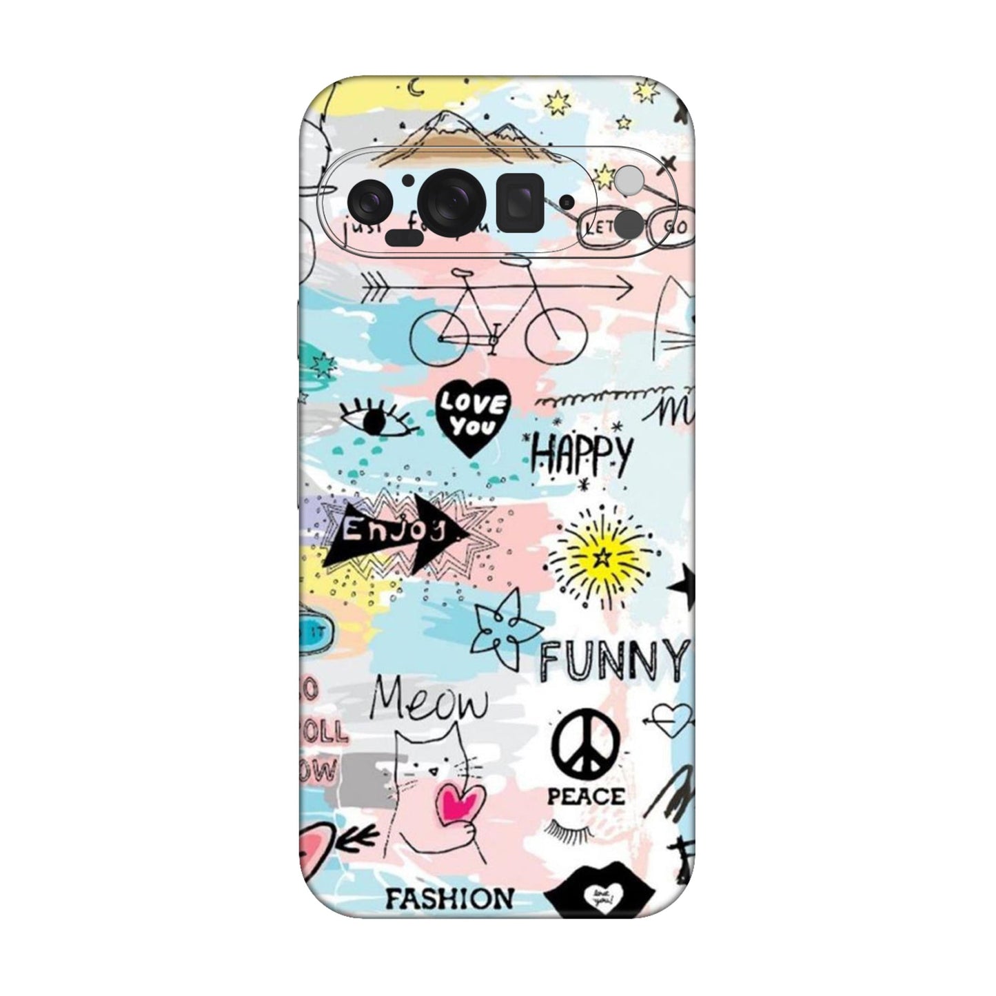 Cat Doodles Pastel Mobile Skin For Google Pixel 9 Pro XL 5g