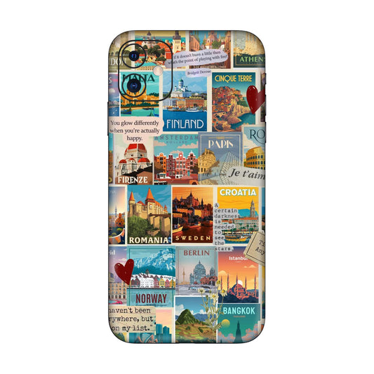 Vintage Travel Sticker Bomb Mobile Skin For iPhone 11