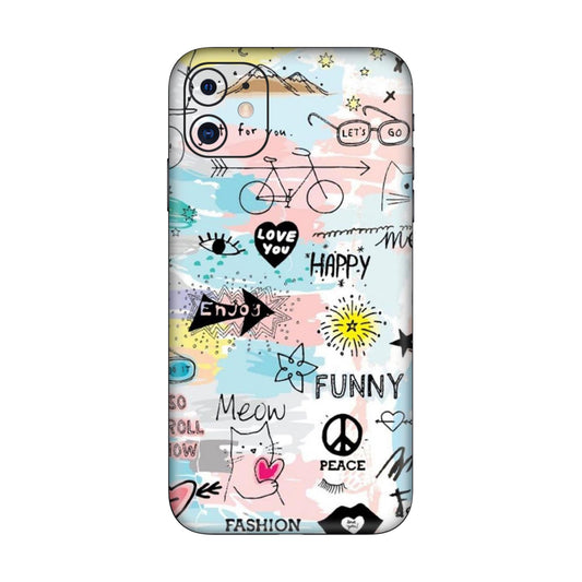 Cat Doodles Pastel Mobile Skin For iPhone 11