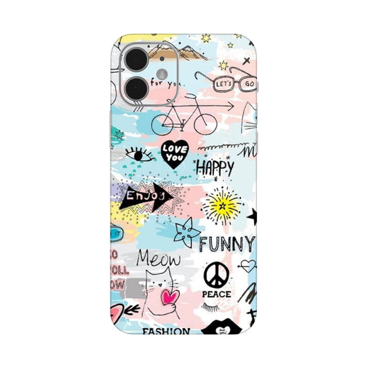 Cat Doodles Pastel Mobile Skin For iPhone 12 Mini