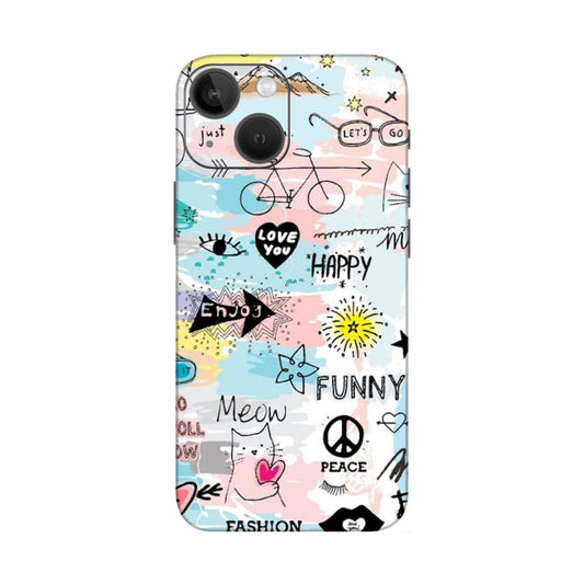 Cat Doodles Pastel Mobile Skin For iPhone 13 Mini