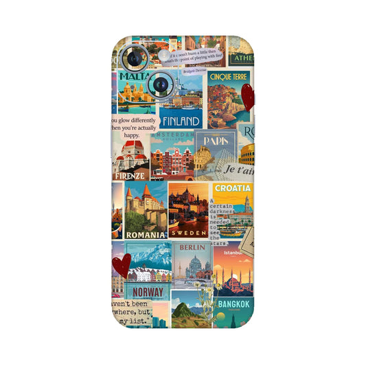 Vintage Travel Sticker Bomb Mobile Skin For iPhone 14