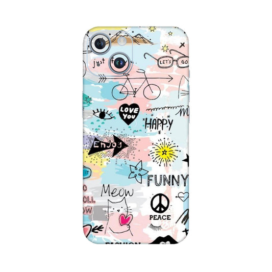 Cat Doodles Pastel Mobile Skin For iPhone 14