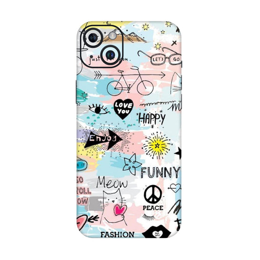 Cat Doodles Pastel Mobile Skin For iPhone 14 Plus