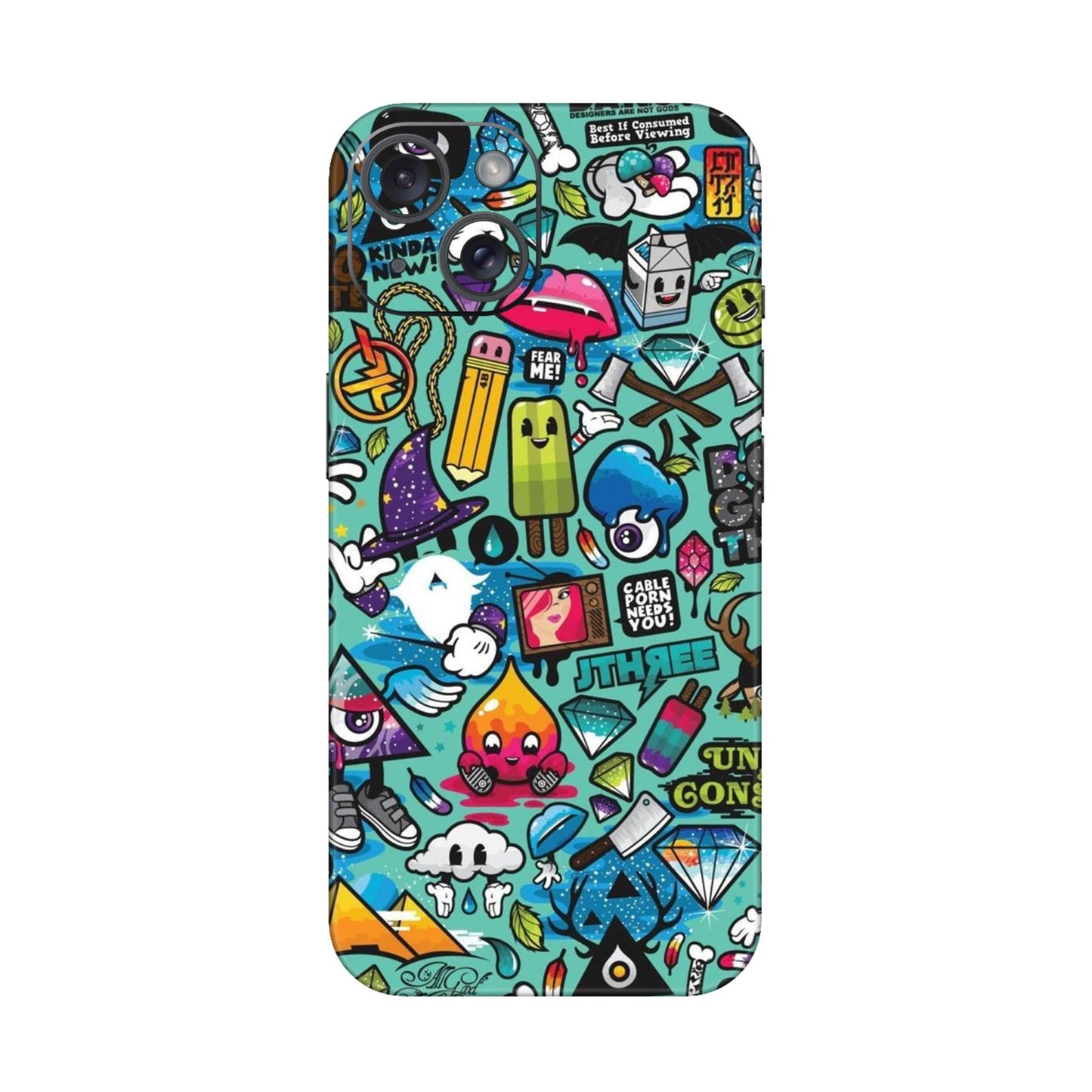 Graffiti Chaos Sticker Bomb Mobile Skin For iPhone 15