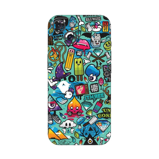 Graffiti Chaos Sticker Bomb Mobile Skin For iPhone 15