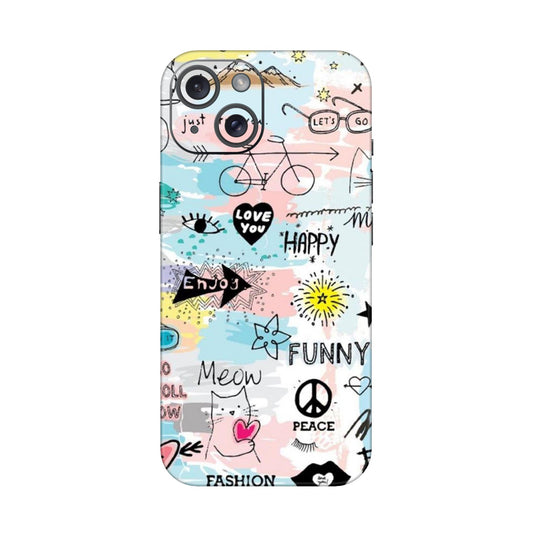 Cat Doodles Pastel Mobile Skin For iPhone 15