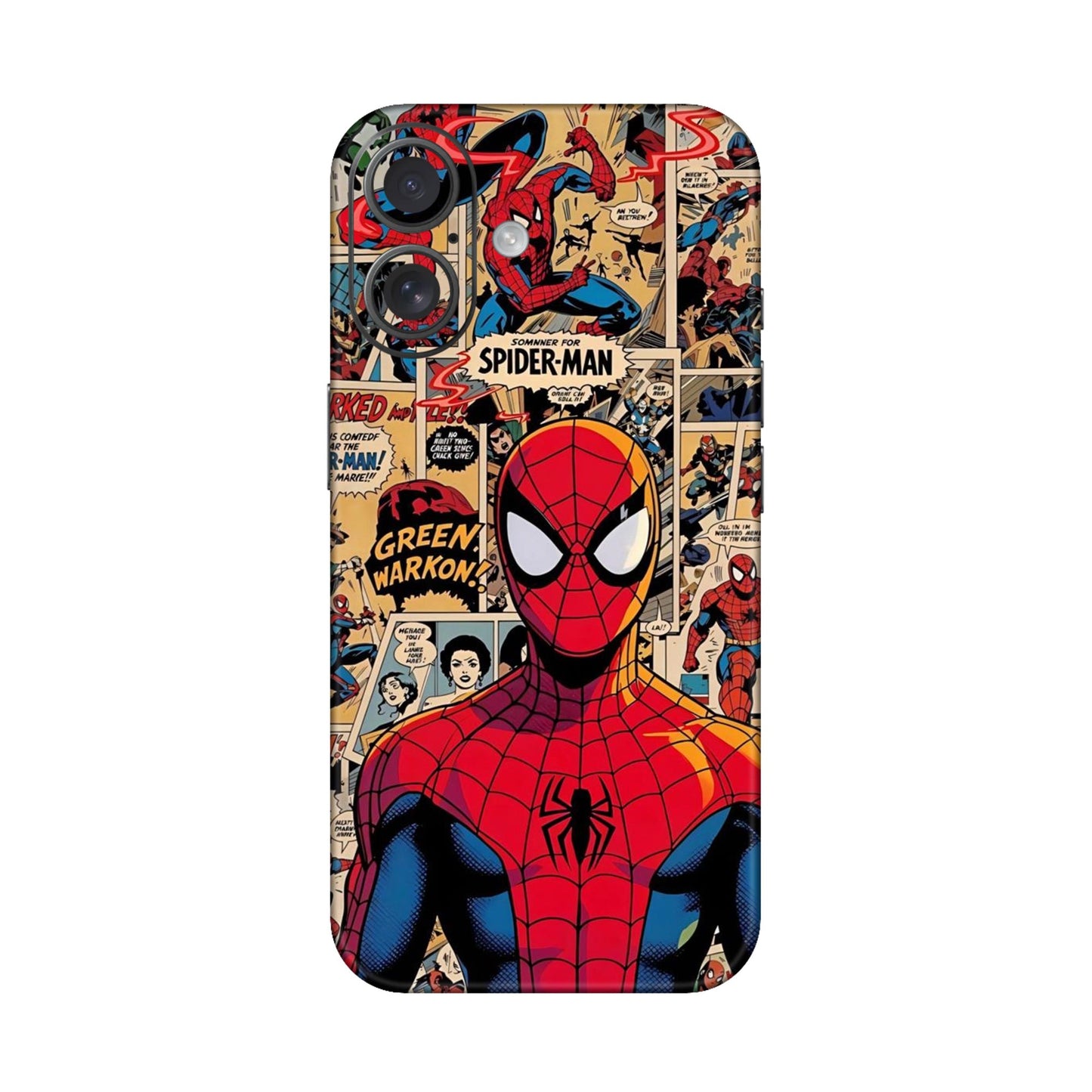 Vintage Comic Panel Spider Man Mobile Skin For iPhone 16