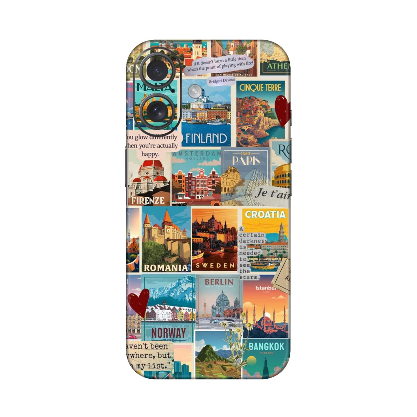 Vintage Travel Sticker Bomb Mobile Skin For iPhone 16
