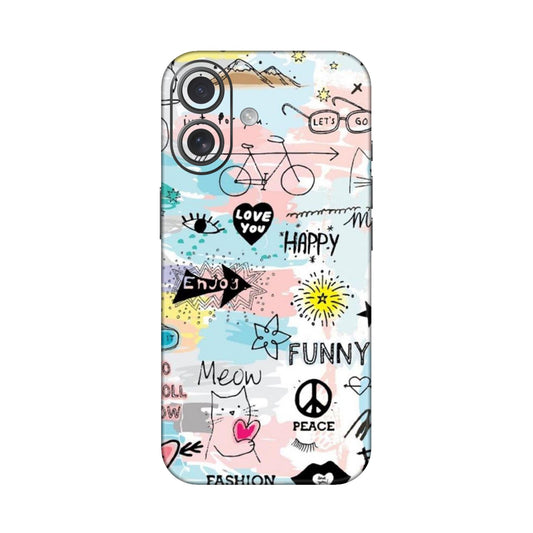 Cat Doodles Pastel Mobile Skin For iPhone 16
