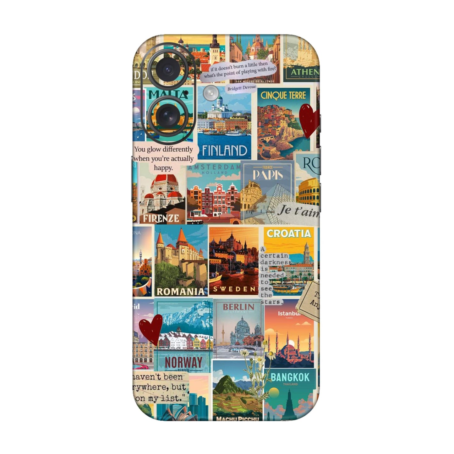 Vintage Travel Sticker Bomb Mobile Skin For iPhone 16 Plus