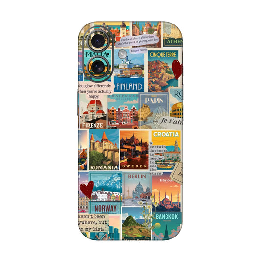 Vintage Travel Sticker Bomb Mobile Skin For iPhone 17