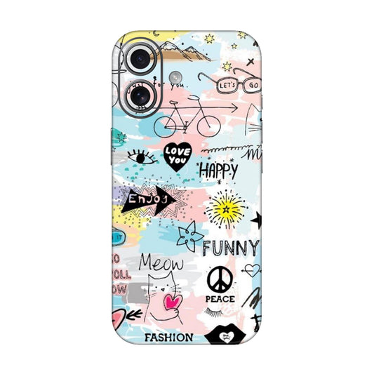 Cat Doodles Pastel Mobile Skin For iPhone 17