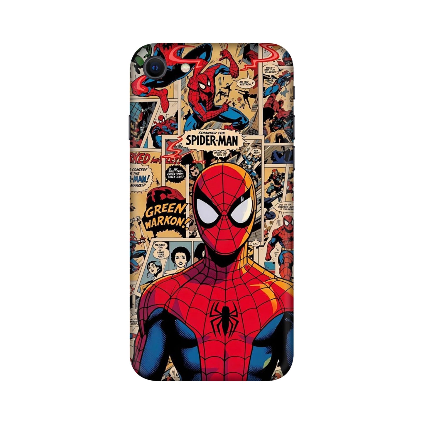 Vintage Comic Panel Spider Man Mobile Skin For iPhone SE
