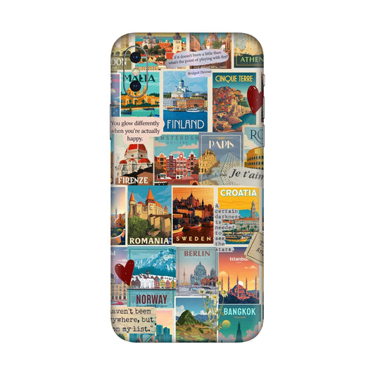 Vintage Travel Sticker Bomb Mobile Skin For iPhone X