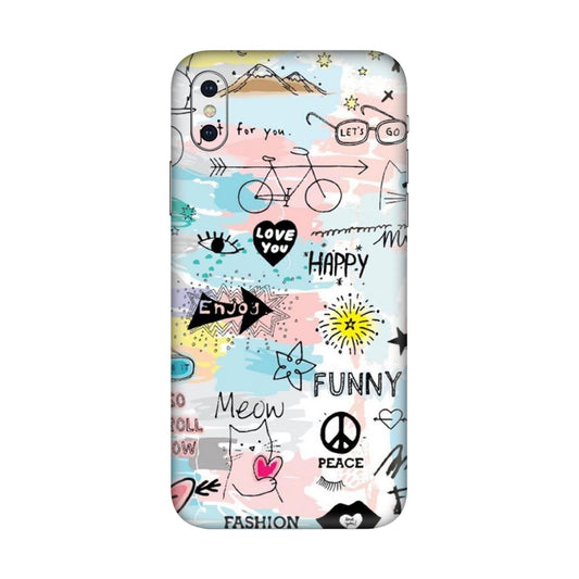 Cat Doodles Pastel Mobile Skin For iPhone X
