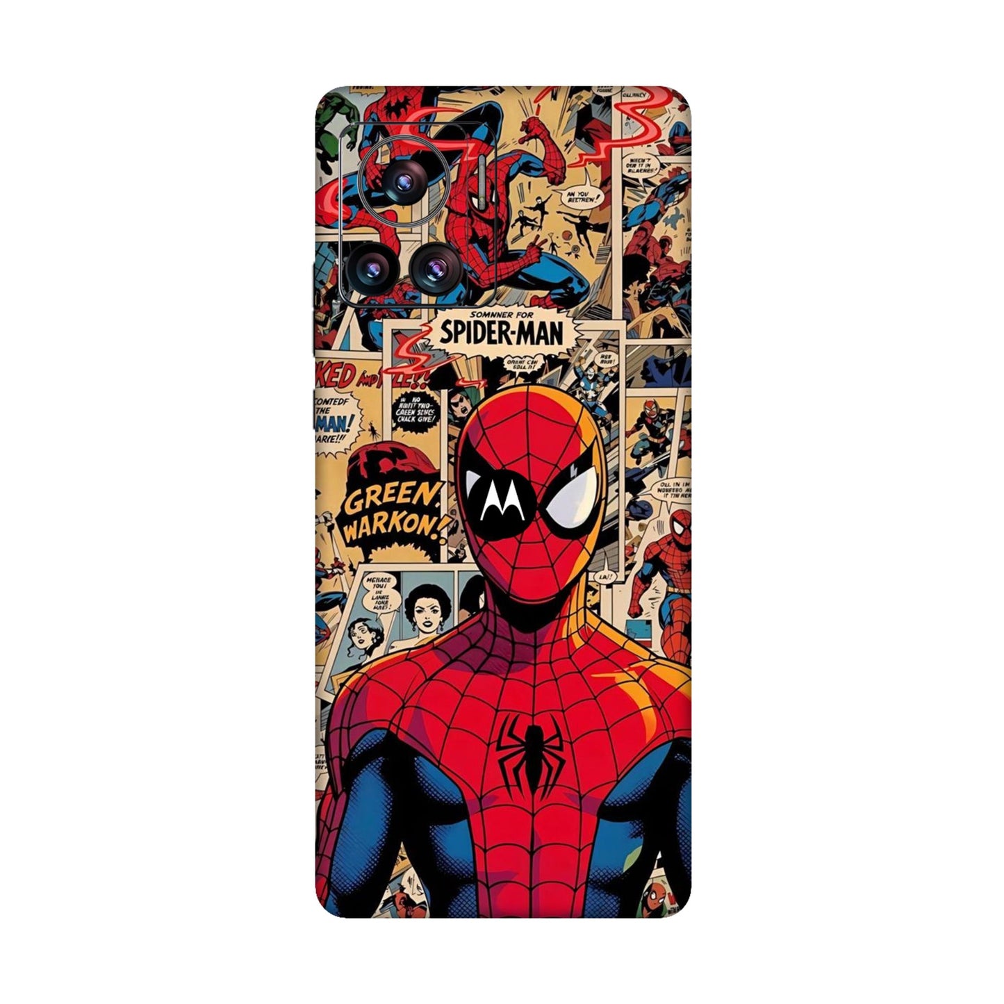 Vintage Comic Panel Spider Man Mobile Skin For Motorola Edge 30 Ultra