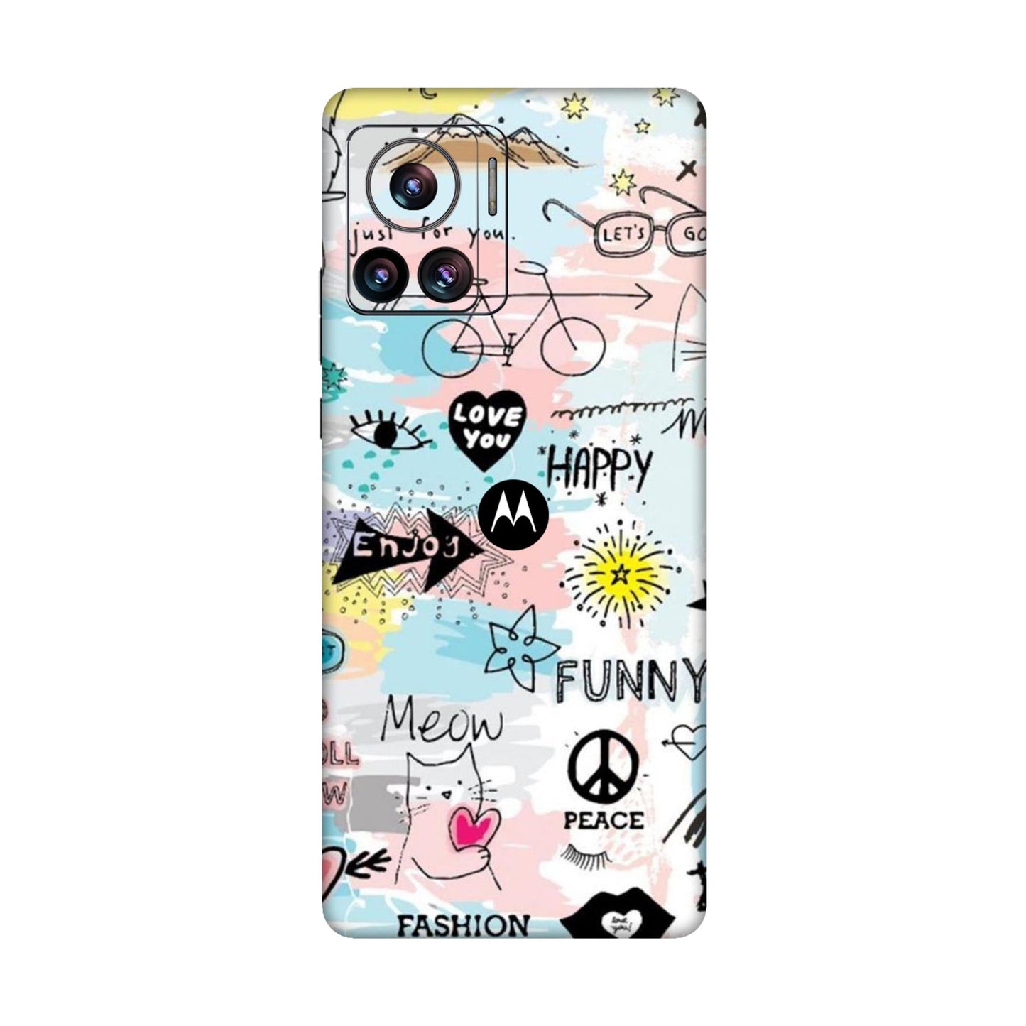 Cat Doodles Pastel Mobile Skin For Motorola Edge 30 Ultra