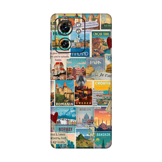 Vintage Travel Sticker Bomb Mobile Skin For Motorola Edge 40