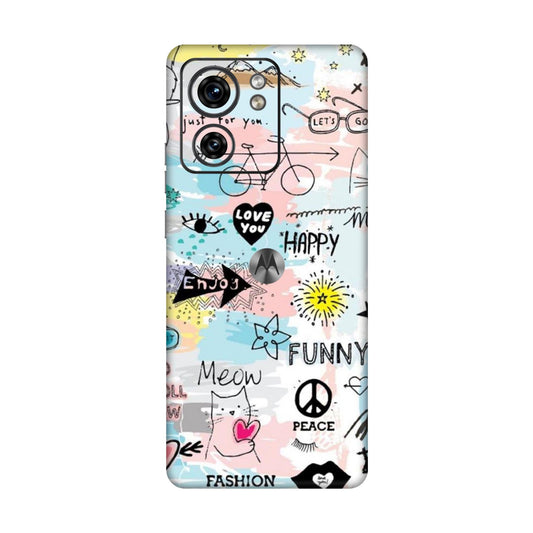 Cat Doodles Pastel Mobile Skin For Motorola Edge 40
