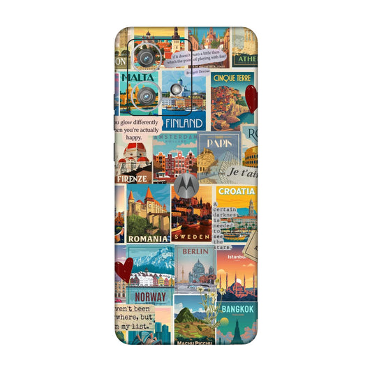 Vintage Travel Sticker Bomb Mobile Skin For Motorola Edge 40 Neo