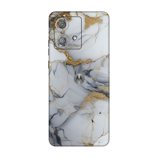 White Gold Luxury Marble Mobile Skin For Motorola Edge 40 Neo