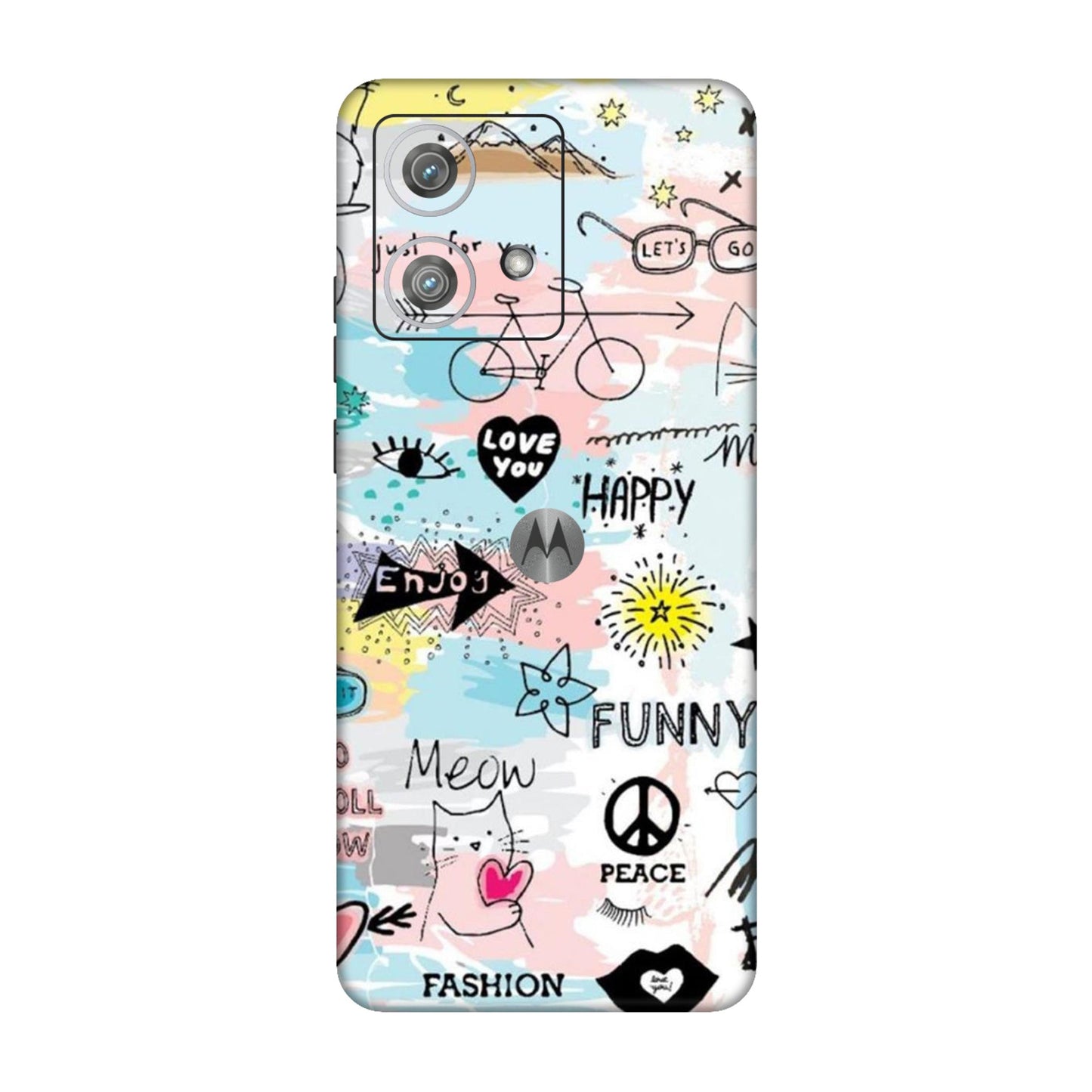 Cat Doodles Pastel Mobile Skin For Motorola Edge 40 Neo