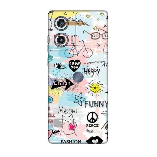 Cat Doodles Pastel Mobile Skin For Motorola Edge 50 Fusion