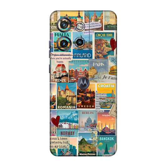 Vintage Travel Sticker Bomb Mobile Skin For Motorola Edge 50 Neo