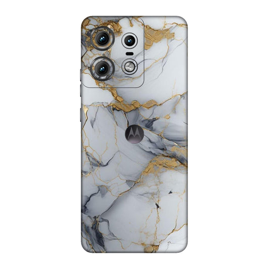 White Gold Luxury Marble Mobile Skin For Motorola Edge 50 Pro