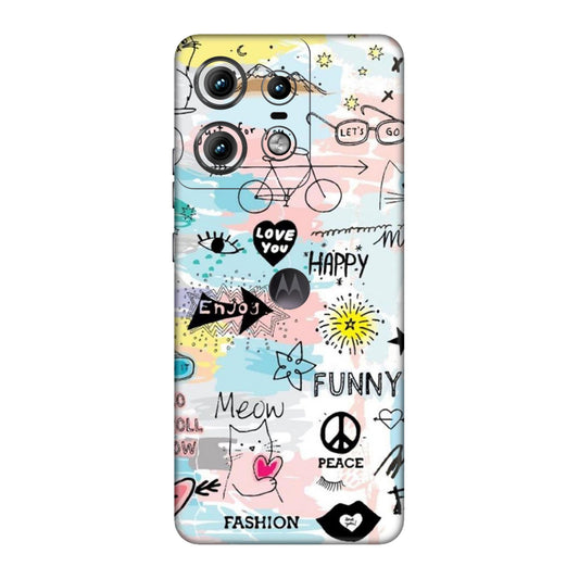 Cat Doodles Pastel Mobile Skin For Motorola Edge 50 Pro