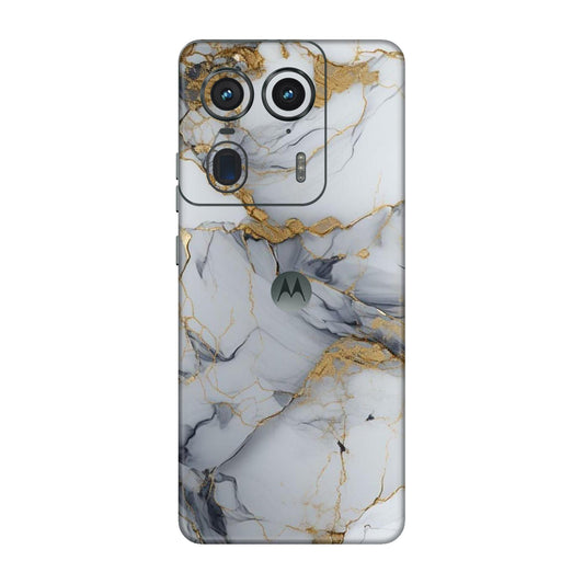 White Gold Luxury Marble Mobile Skin For Motorola Edge 50 Ultra
