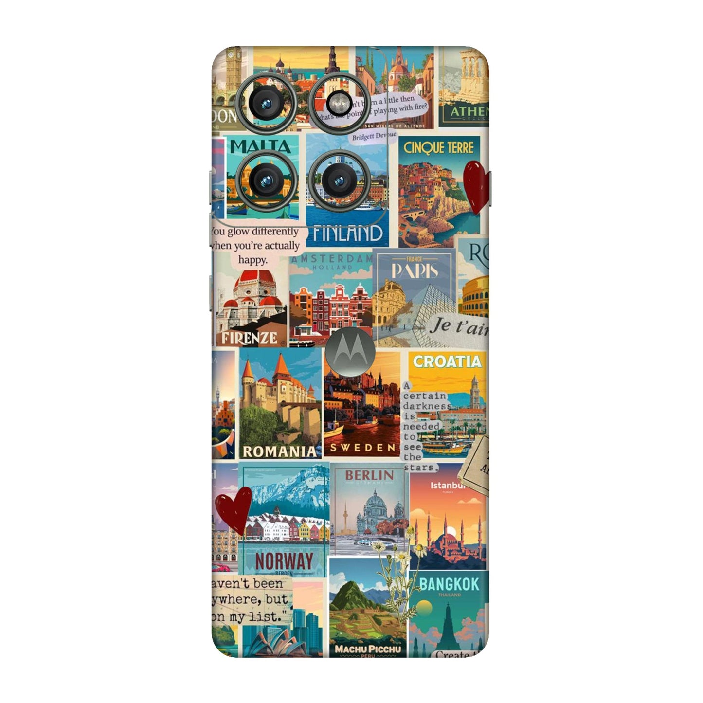 Vintage Travel Sticker Bomb Mobile Skin For Motorola Edge 60 Pro