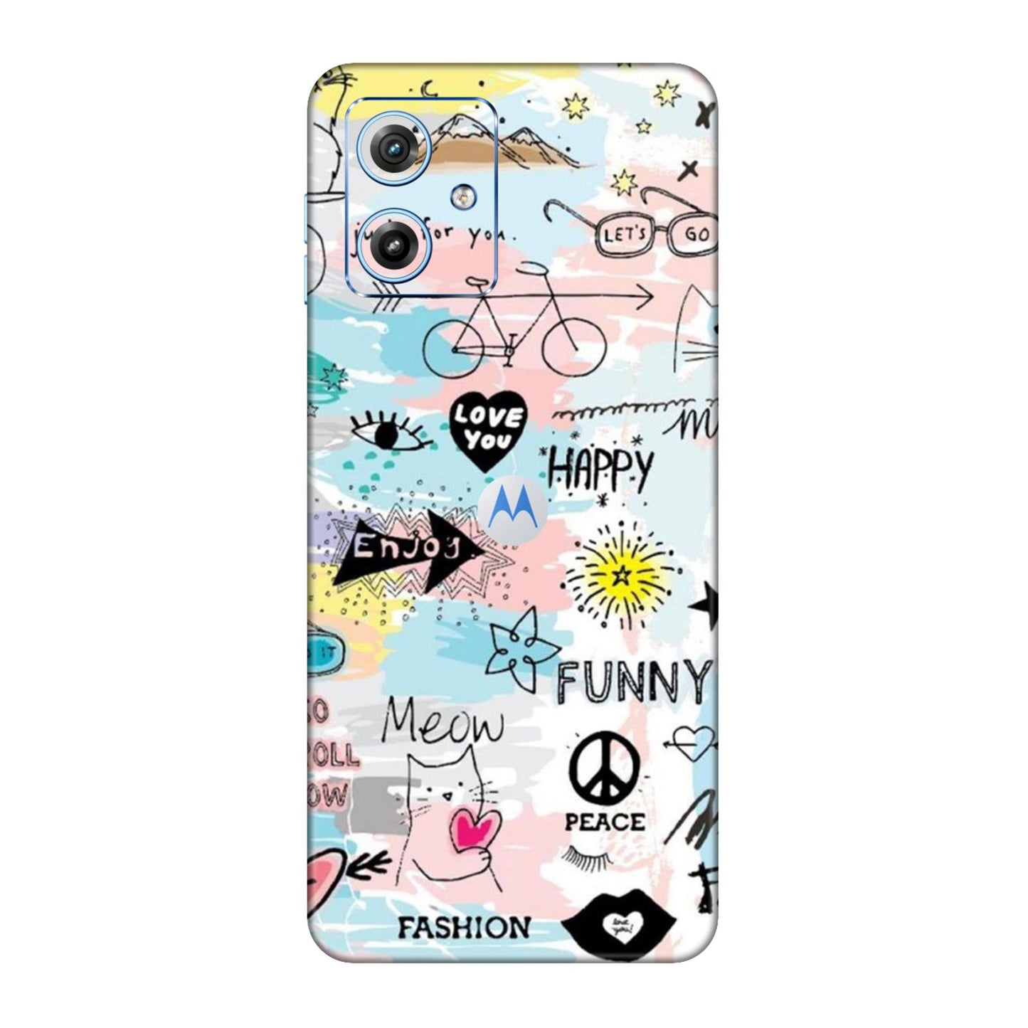 Cat Doodles Pastel Mobile Skin For Motorola G64