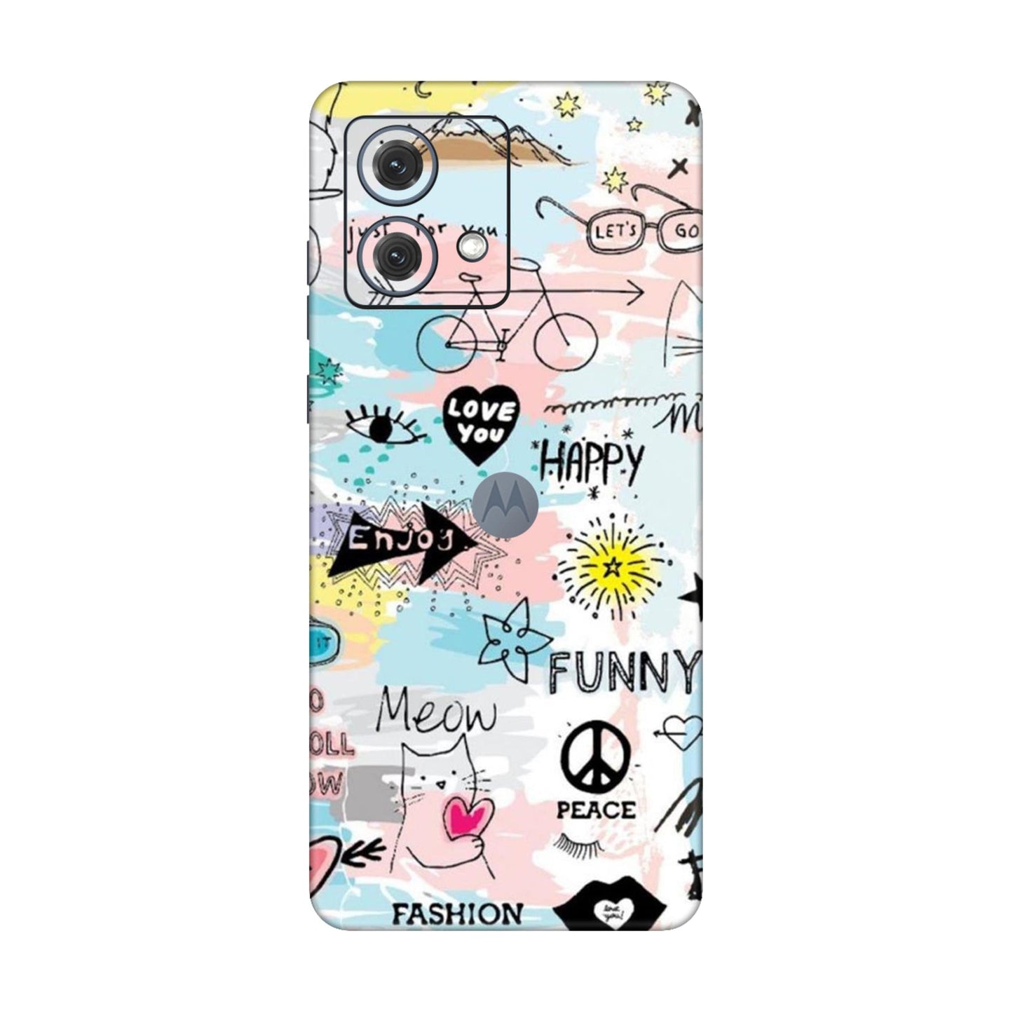 Cat Doodles Pastel Mobile Skin For Motorola G84