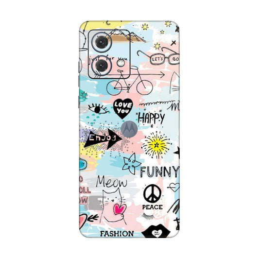 Cat Doodles Pastel Mobile Skin For Motorola G84