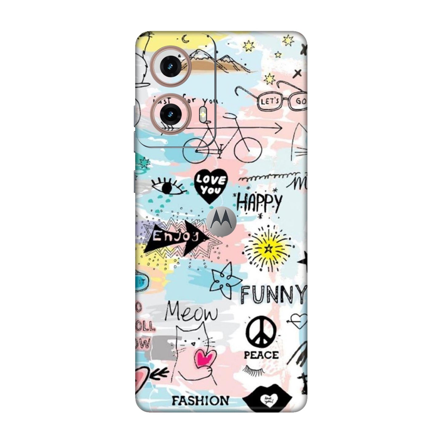 Cat Doodles Pastel Mobile Skin For Motorola G85
