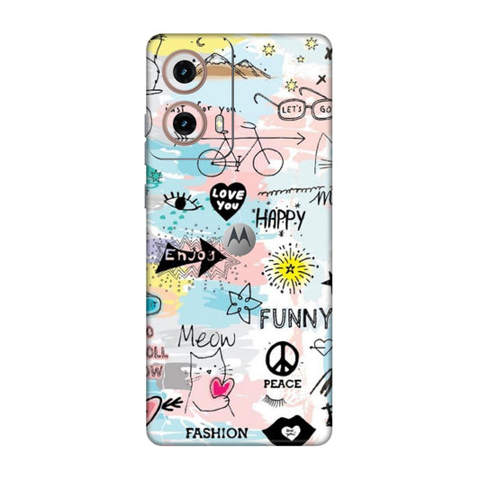 Cat Doodles Pastel Mobile Skin For Motorola G85