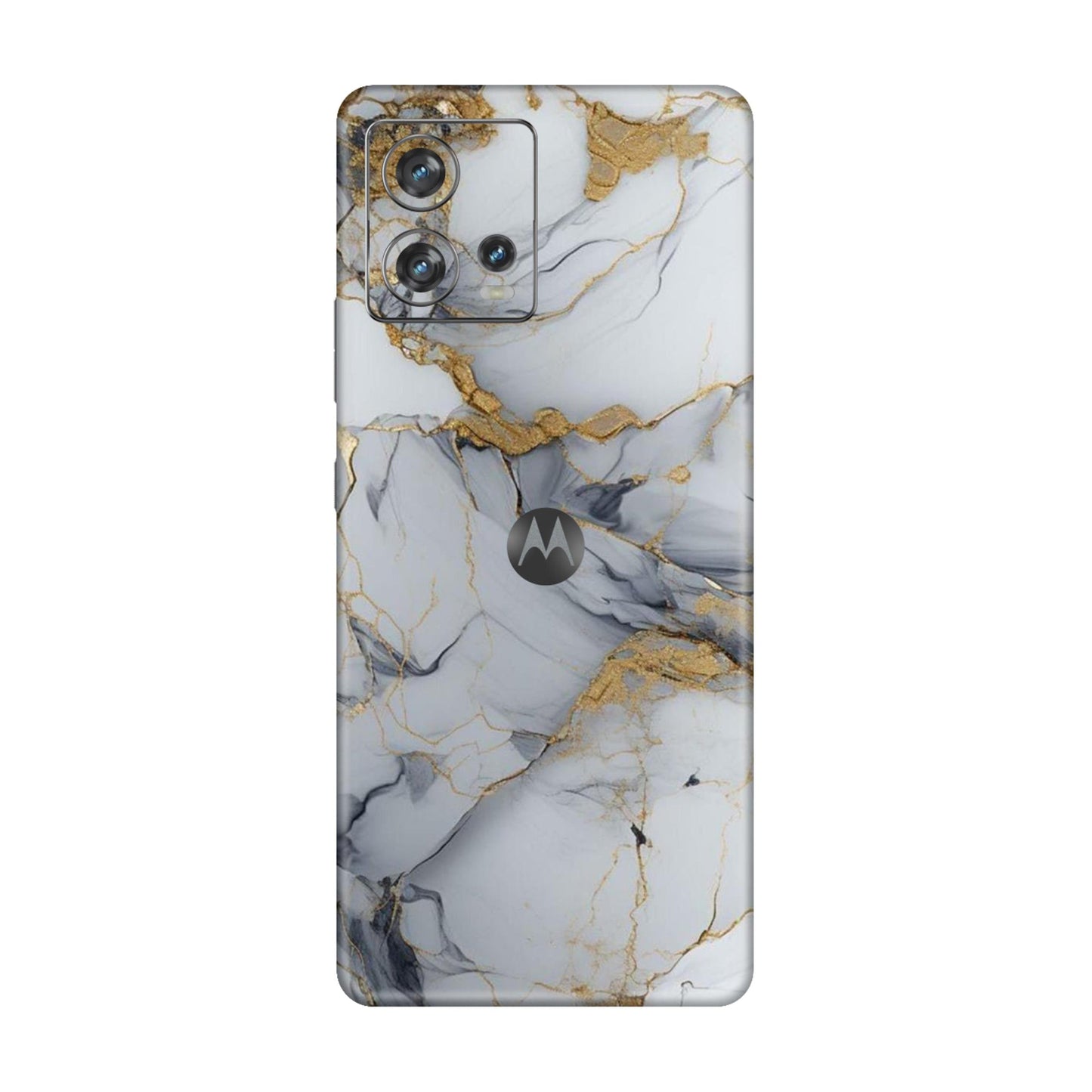 White Gold Luxury Marble Mobile Skin For Motorola Edge 30 Fusion