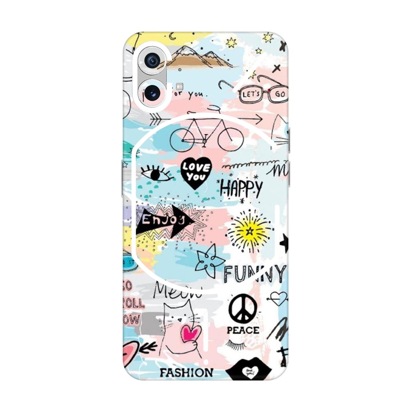 Cat Doodles Pastel Mobile Skin For Nothing Phone 1