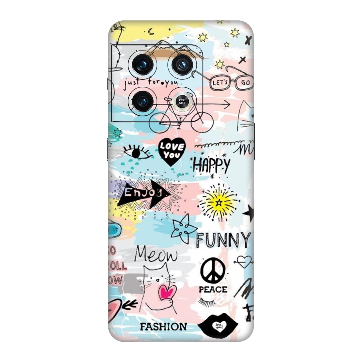 Cat Doodles Pastel Mobile Skin For OnePlus 10 Pro