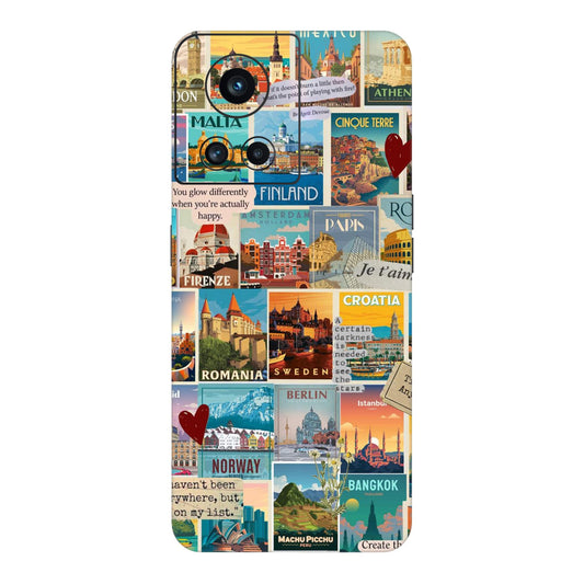 Vintage Travel Sticker Bomb Mobile Skin For OnePlus 10R