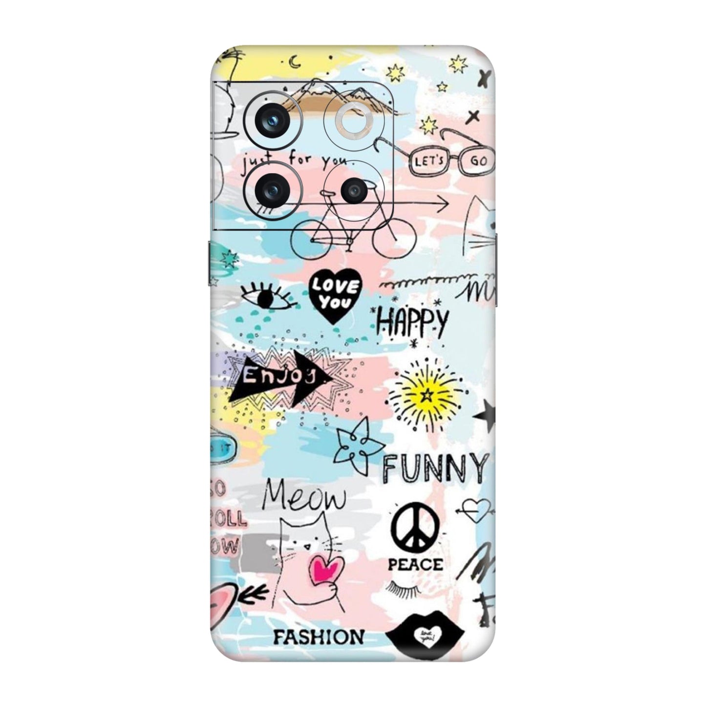 Cat Doodles Pastel Mobile Skin For OnePlus 10T